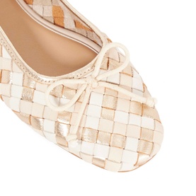 Heat Woven Leather Bow Ballet Flats