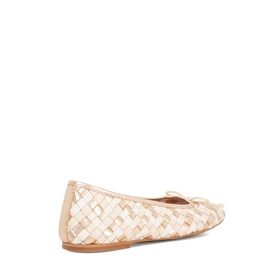 Heat Woven Leather Bow Ballet Flats
