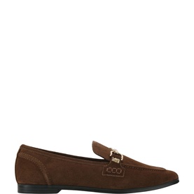 Madeline Suede Snaffle-Trim Loafers