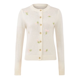 Poppie Wool Floral Embroidered Cardigan