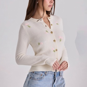 Poppie Wool Floral Embroidered Cardigan