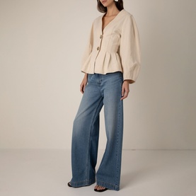 Lea Mid-Rise Wide Leg Jeans
