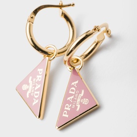 Enamelled Logo Metal Earrings