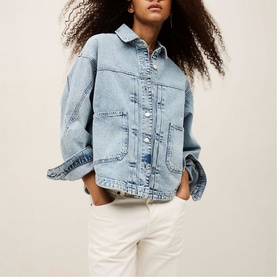 Juno Logo Oversized Denim Jacket