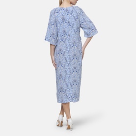 Ailbhe Stripe & Bow Silk Flared Dress