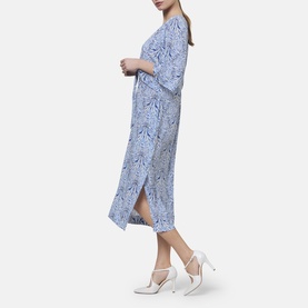 Ailbhe Stripe & Bow Silk Flared Dress