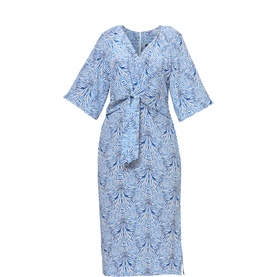 Ailbhe Stripe & Bow Silk Flared Dress
