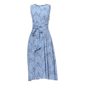 Avril Stripe & Bow Silk Flared Dress