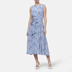 Avril Stripe & Bow Silk Flared Dress