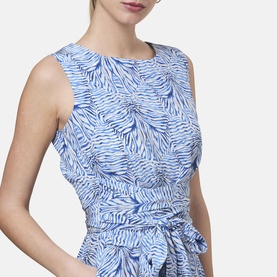 Avril Stripe & Bow Silk Flared Dress