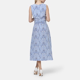 Avril Stripe & Bow Silk Flared Dress