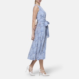 Avril Stripe & Bow Silk Flared Dress