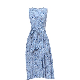 Avril Stripe & Bow Silk Flared Dress