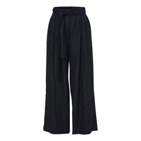 Hepburn Belted Linen Wide-Leg Trousers