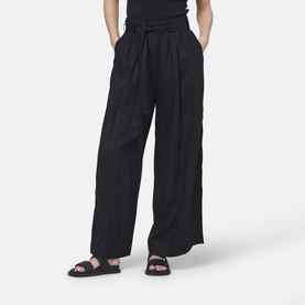 Hepburn Belted Linen Wide-Leg Trousers