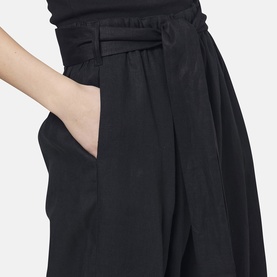 Hepburn Belted Linen Wide-Leg Trousers