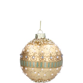 Leaf Pearl and Jewel Glass Tree Decoration 8cm