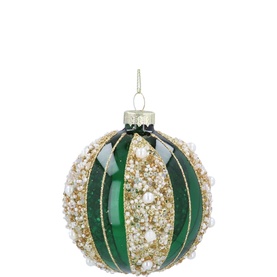Glitter Striped Glass Tree Decoration 8cm