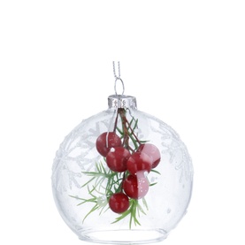 Berry Spray Open Glass Tree Decoration 10cm