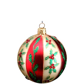 Holly Glass Tree Decoration 8cm