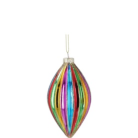 Ribbed Shiny Glass Olive Tree Decoration 12cm