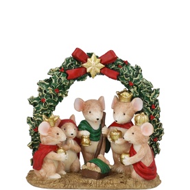 Mice Nativity Resin Ornament 13cm