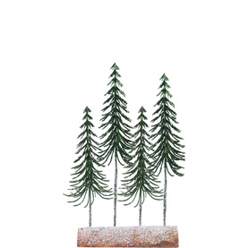 Four Slim Trees on Log Decoration 35cm