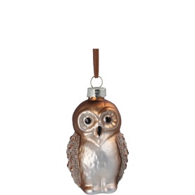 Beaded Owl Glass Tree Decoration 8cm