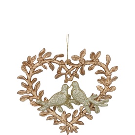 Heart Wreath with Glitter Doves Tree Decoration 13cm