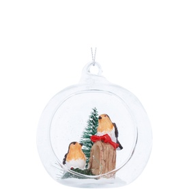 Robin Glass Tree Decoration 9cm