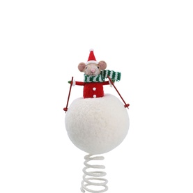 Skiing Mouse Tree Topper 29cm