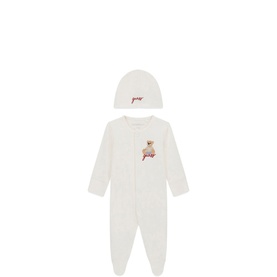 Logo Teddy Ribbed Bodysuit & Hat Two-Piece Set