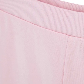 Guess children's 2-piece set in Polly Pink, close-up of ribbed elasticated waistband and soft jersey fabric detail.