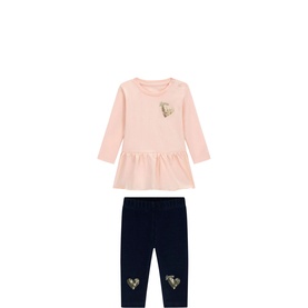 Sequin Heart Top & Leggings Two-Piece Set