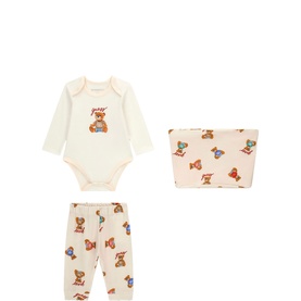 Bear Logo Bodysuit, Leggings & Socks Three-Piece Set