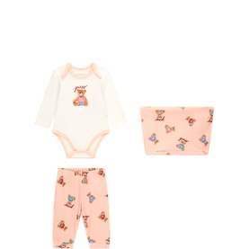 Bear Logo Bodysuit, Leggings & Socks Three-Piece Set