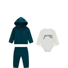 Script Bear Hoodie, Bodysuit & Track Pants Three-Piece Set