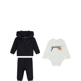 Script Bear Hoodie, Bodysuit & Track Pants Three-Piece Set
