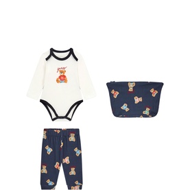 Bear Logo Bodysuit, Leggings & Socks Three-Piece Set