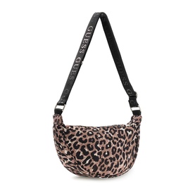 Guess children's leopard print classic crossbody bag with black branded logo shoulder strap and silver hardware