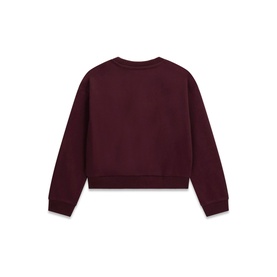 Guess children's deep maroon sweat top, crew neck with ribbed cuffs and hem, back view