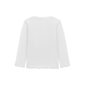 Guess children's Pure White long-sleeve T-shirt, back view, ribbed hem detail, plain cut