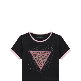 Rhinestone Logo Cropped T-Shirt
