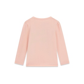 Guess children's long-sleeve T-shirt in Blush Breeze, back view showing plain pink fabric and crew neckline