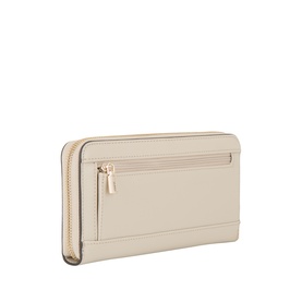 Guess Audrey Large Zip-Around Wallet in light taupe with gold-tone hardware, zip-around fastening and exterior zipped back pocket