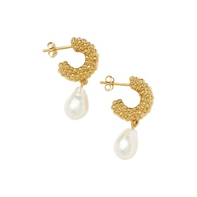 Pearl Baya Charm Hoop Drop Earrings