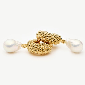 Pearl Baya Charm Hoop Drop Earrings