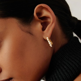 Pearl Wave Small Hoop Earrings