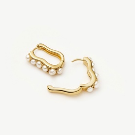 Pearl Wave Small Hoop Earrings