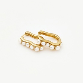 Pearl Wave Small Hoop Earrings